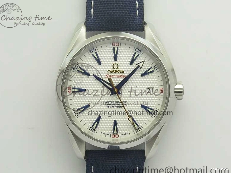 0220 EasyCare Aqua Terra Master Ryder Cup Edition VSF 1:1 Best Edition White Textured Dial on Blue Nylon Strap A8500 Super Clone 8016